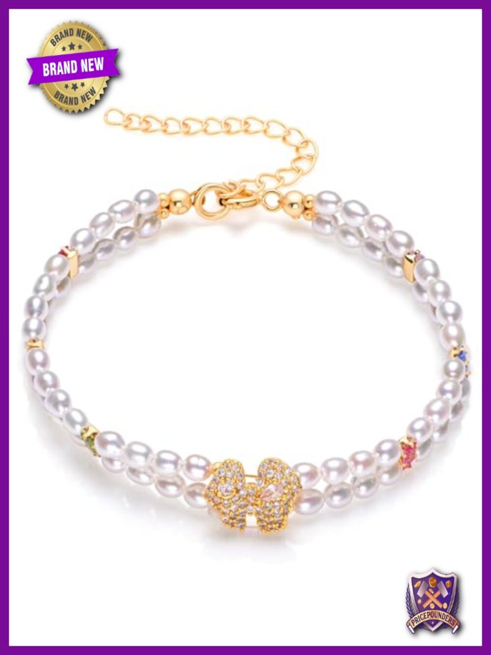 Natural Freshwater Pearl Bracelet Copper Gold Plated Tarnish-Resistant